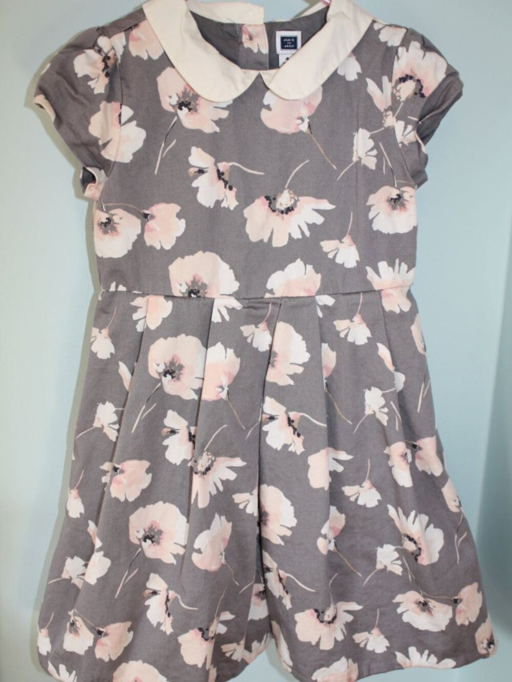 Janie and Jack Size 4 Blush Castle Gray Pink Floral Lined Special Occasion Dress